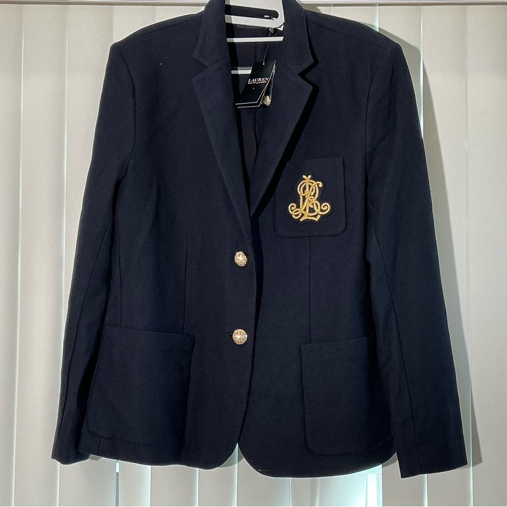 Lauren Ralph Lauren Bullion Jacquard Blazer Lauren Navy - Picture 6 of 7